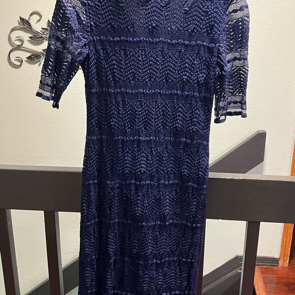 EUC Dressbarn  Navy Blue Midi Lace DressLength 41” #142 - Picture 7 of 8